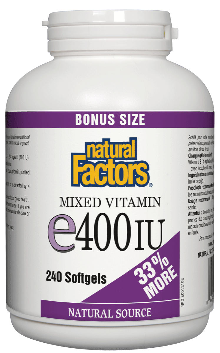 Vitamine E Naturelle - 400 UI, (D-Alpha-Tocophérol)