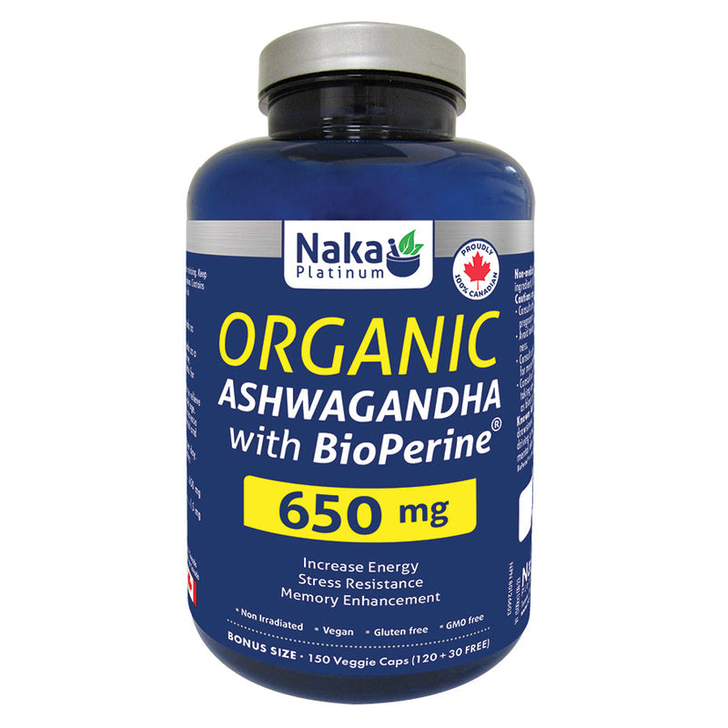 Naka Platinum Organic Ashwagandha with BioPerine 150 Capsules